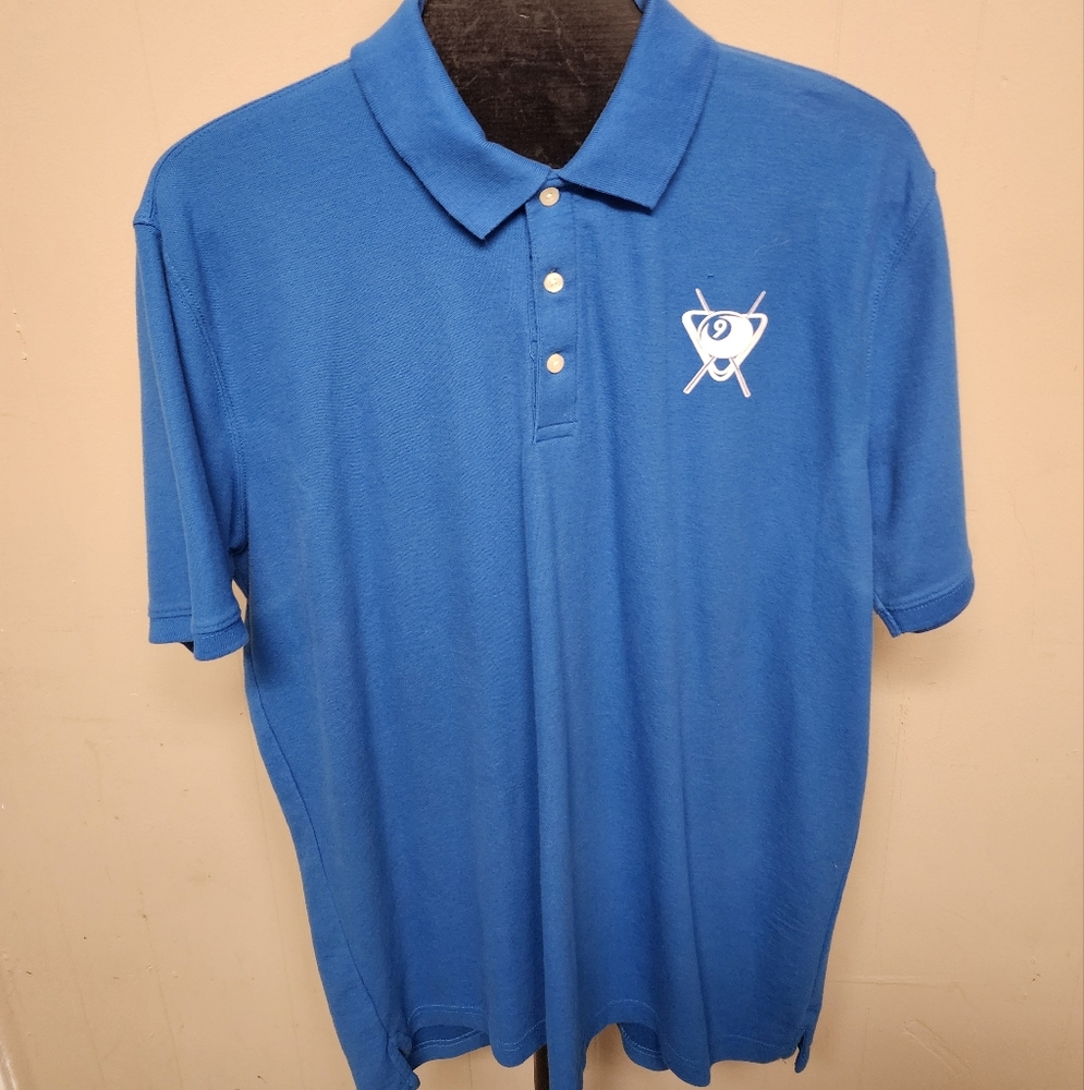 The Foundry Supply Co. Men's Size LT Blue Pool 9-Ball Strokin Polo Shirt